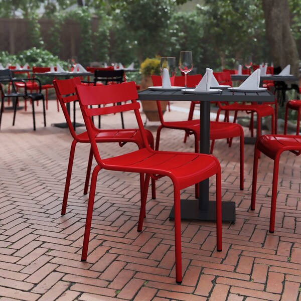 Flash Furniture Red All-Weather Armless Steel Dining Chair XU-CH-10318-RED-GG - main